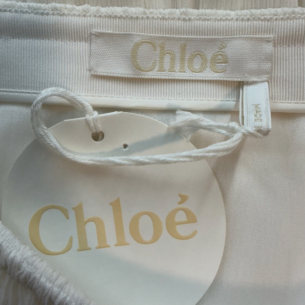 Chloe 100% Silk Smocked Maxi Skirt Iconic Milk Ivory Double Layer NWT US 8–10 - Picture 11 of 13
